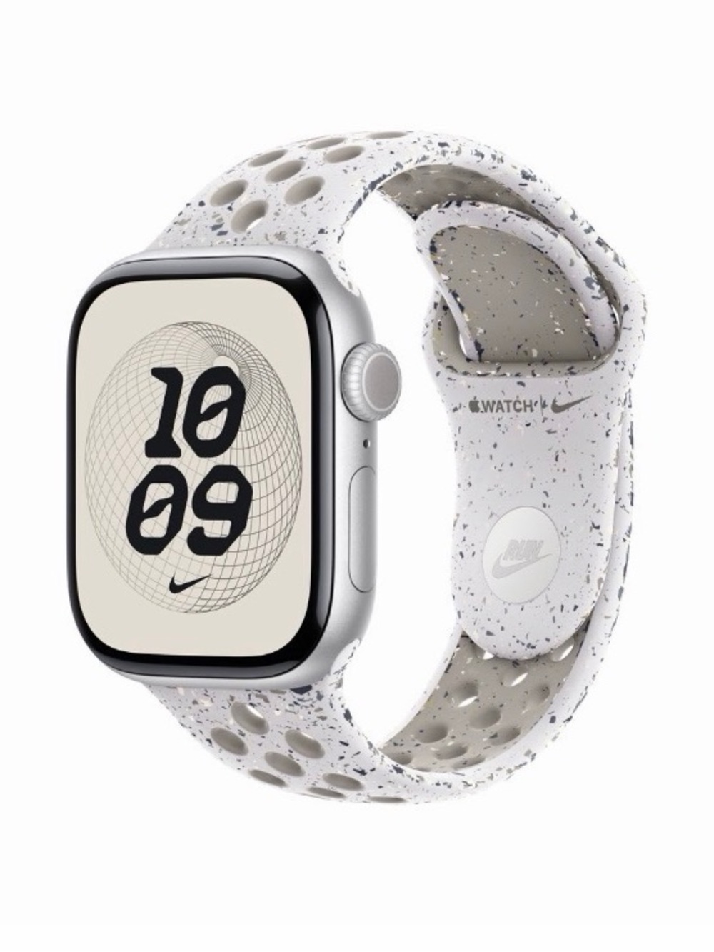 Nike Sport Band Apple Watch Strap - White with Colorful Rainbow Confetti Splash